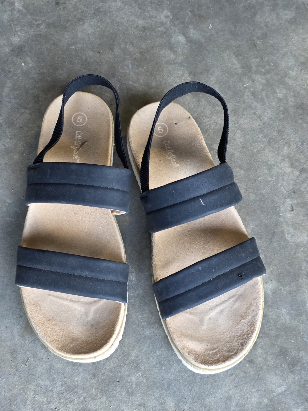 Cat & Jack Black Double-Strap Girls' Slingback Sandals